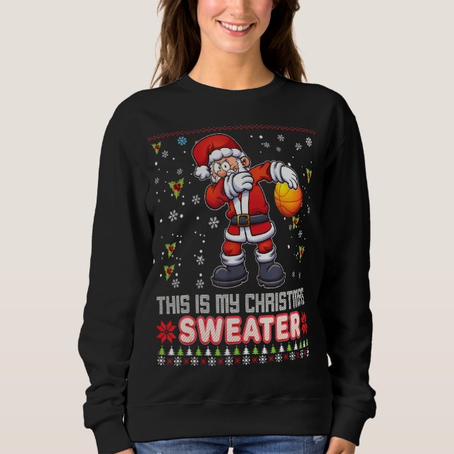 Este es mi Navidad Sweater Basketball Santa Elf (Anverso)