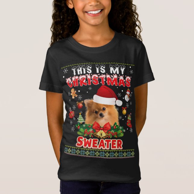 Este Es Mi Navidad Sweater Pomeranian Dog Ugly M (Anverso)