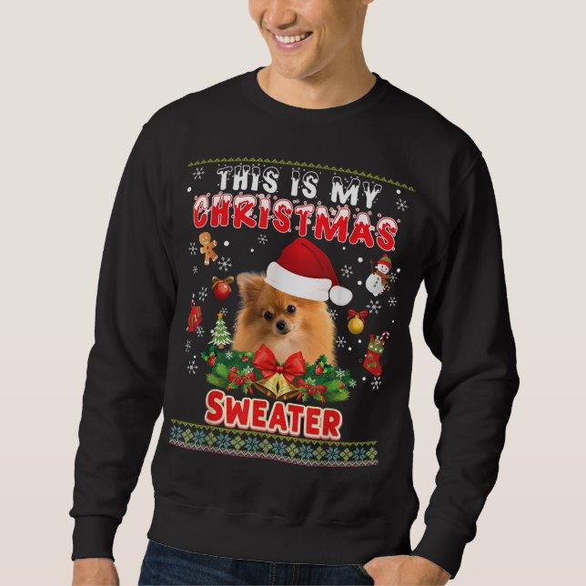 Este Es Mi Navidad Sweater Pomeranian Dog Ugly M (Anverso)