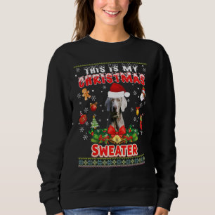 Este Es Mi Navidad Sweater Weimaraner Dog Ugly M