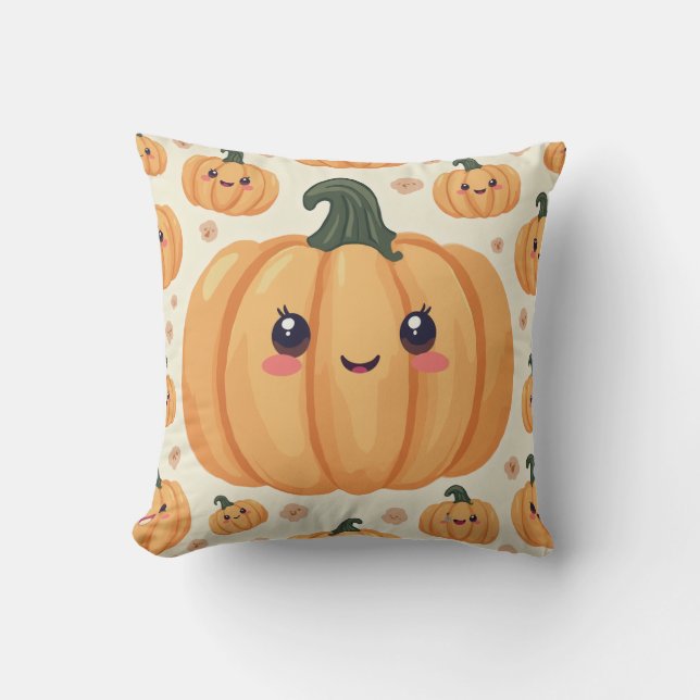 Este es un cojín de almohada de calabaza. (Anverso)