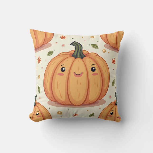 Este es un cojín de almohada de calabaza. (Anverso)