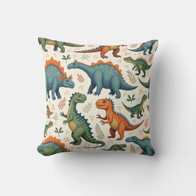 Este es un cojín de almohada para dinosaurios. (Anverso)