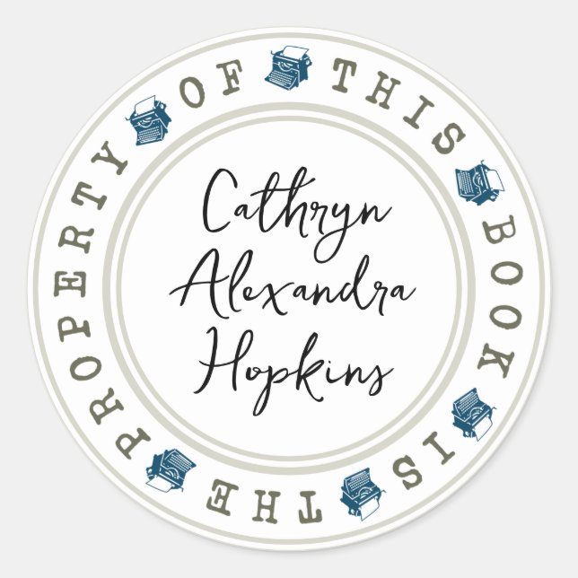 "Este Libro Es Propiedad De" Plantilla Pegatina (Anverso)