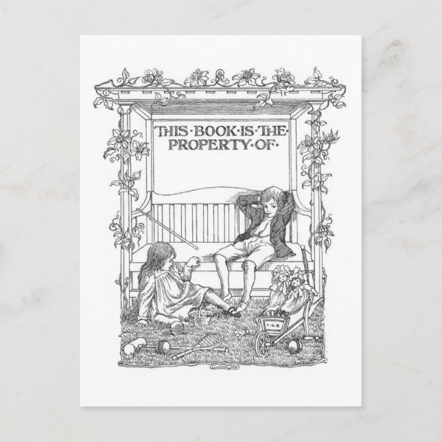 "Este Libro Pertenece A" Tarjeta Postal Vintage de (Anverso)