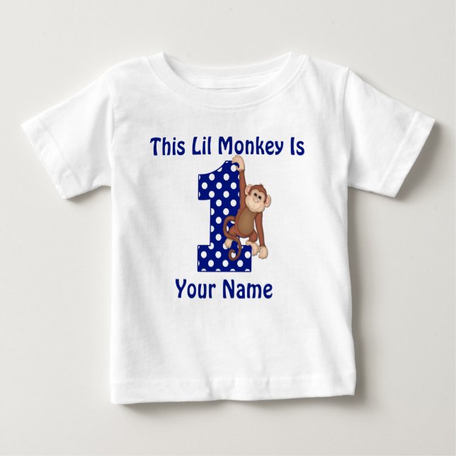 Este Mono Lil Personalizado Camisa De Primer Cumpl (Anverso)