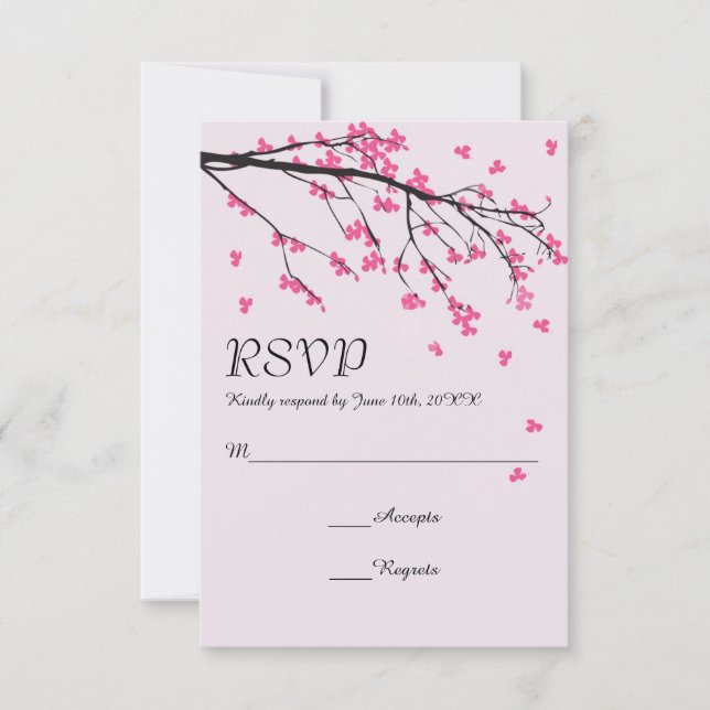 Estén de flores de cerezo - Tarjeta RSVP de boda (Anverso)