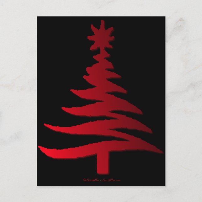 Esténcil moderno de árbol de Navidad Imprimir rojo (Anverso)