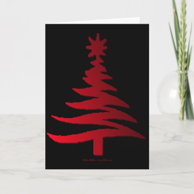 Esténcil moderno de árbol de Navidad Imprimir rojo (Anverso)