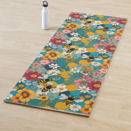 Esterilla De Yoga Abejas y Florales Patrón de abeja flor