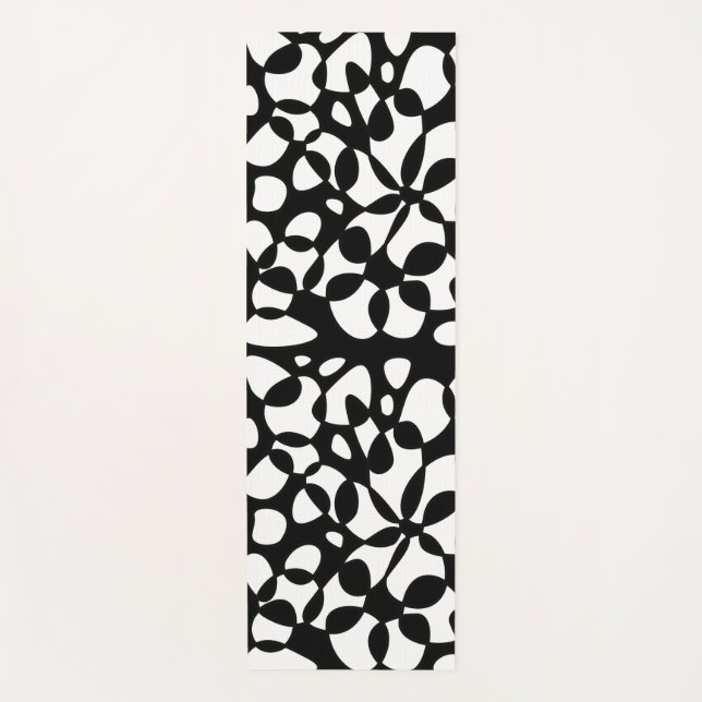 Esterilla De Yoga Abstracción de celdas Blanco negro (Anverso)
