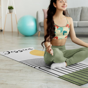 Esterilla De Yoga Abstract Minimalist Sun Rainbow Mid Century Modern