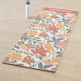Esterilla De Yoga Abstracto Floral & Birds Mid Century Nombre modern