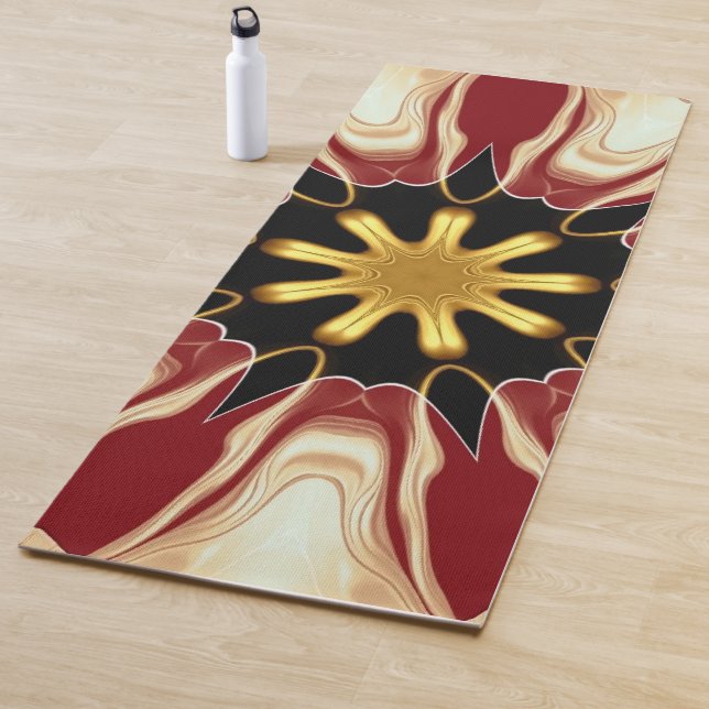 Esterilla De Yoga Achempong: Starburst | Deep Crimson & Gold Luxury  (In situ)