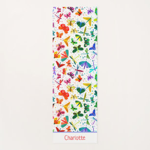 Esterilla De Yoga Acuarela Arcoiris Mariposas Niños Personalizados