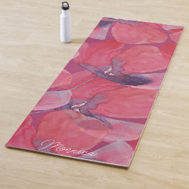 Esterilla De Yoga Acuarela de arte de la amapola monogramada