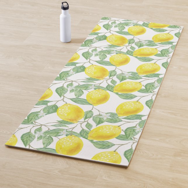 Esterilla De Yoga Acuarela de lémones y hojas (In situ)