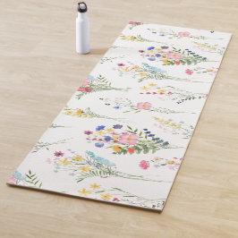 Esterilla De Yoga Acuarela Floral de Flores Silvestres