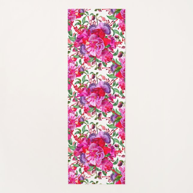 Esterilla De Yoga Acuarela Fuchsia Blooms (Anverso)