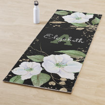 Acuarela Oro Floral Negro Monograma Nombre Script