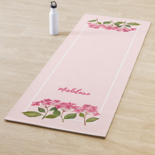Esterilla De Yoga Acuarela Pink Hydrangea Lacecaps Ilustracion