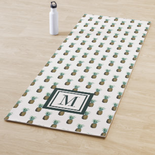 Esterilla De Yoga Acuarela tropical de la piña del monograma el  