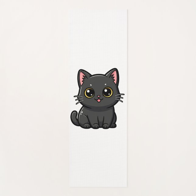 Esterilla De Yoga Adorable Kawaii Black Cat (Anverso)
