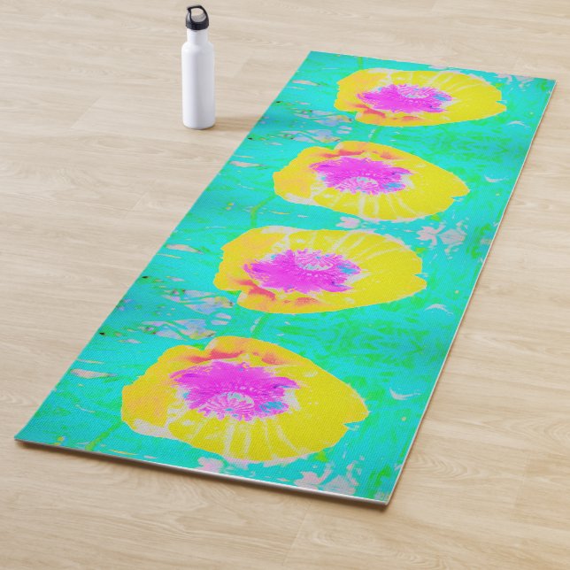 Esterilla De Yoga Adormidera amarilla con centro rosado caliente en  (In situ)