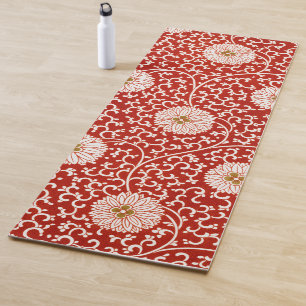 Esterilla De Yoga Adorno chino rojo blanco floral de Owen Jones