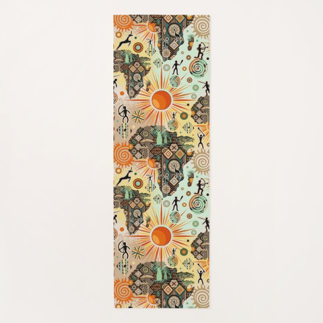 Esterilla De Yoga Africa Map Decorative Tribal Elements Pattern (Anverso)