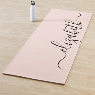 Esterilla De Yoga Agrega tu nombre   Escritura a mano de Rubor Pink
