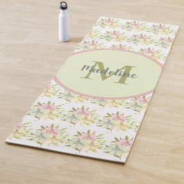 Esterilla De Yoga Alfombra de Yoga con Monograma Floral Pastel Acuar