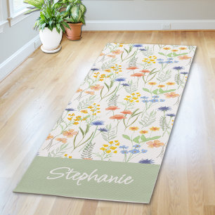 Esterilla De Yoga Alfombra de yoga de acuarela de flores silvestres 