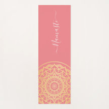 Alfombra de Yoga de Escritura Namaste Coral Rosa M