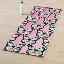 Esterilla De Yoga Alfombra de yoga de mariposa floral rosa y verde t