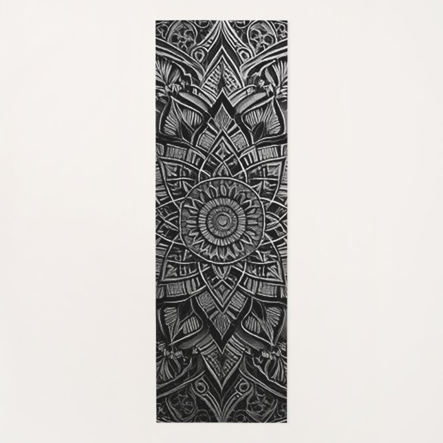 Esterilla De Yoga Alfombra de Yoga Mandala de Plata (Anverso)