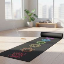 Alfombra de Yoga Negra con Chakras Coloridos