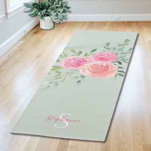 Esterilla De Yoga Alfombra de Yoga Verde Floral Personalizada