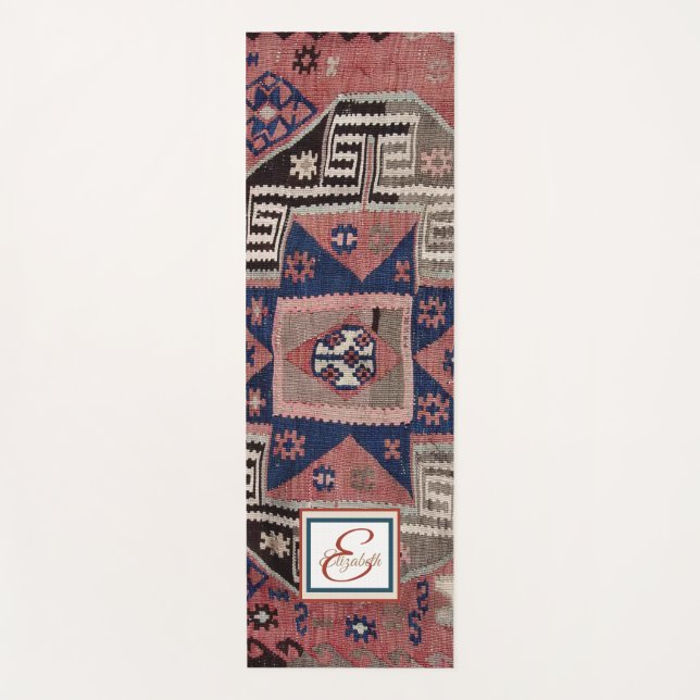 Esterilla De Yoga Alfombra Oriental Killim de Tapete Rojo (Anverso)