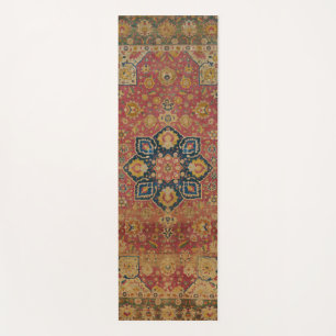 Esterilla De Yoga Alfombra Persa Asiática de Kashan de Oro Rojo