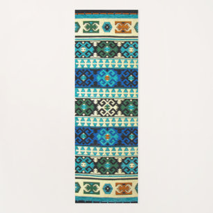 Esterilla De Yoga Alfombra Turca Antigua Kilim Azul Verde