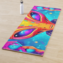 Esterilla De Yoga Alien del ciborg galáctico con brillo neón