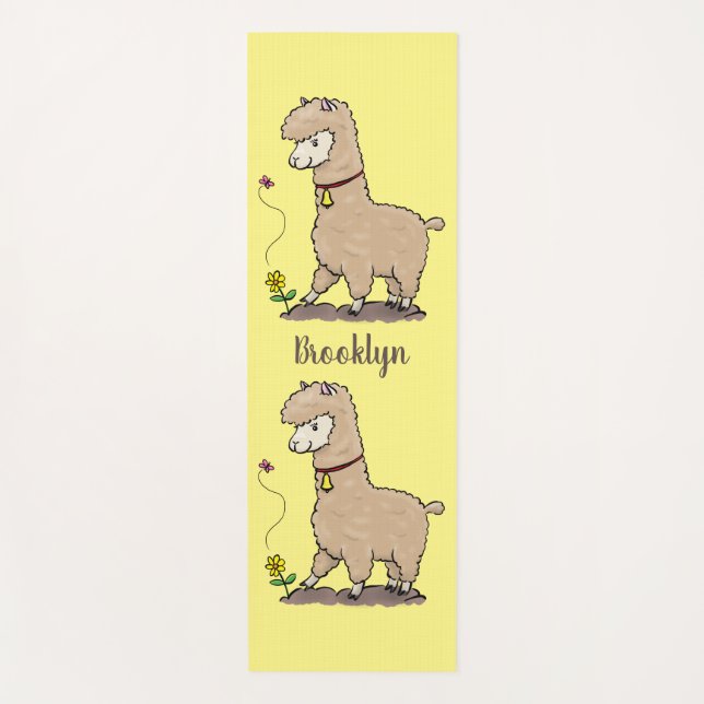 Esterilla De Yoga Alpaca feliz con personalizado de mariposa (Anverso)