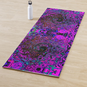 Esterilla De Yoga Alucinante Remolino Líquido Retro de Negro y Magen