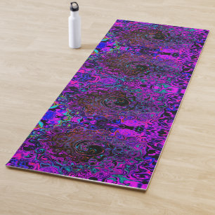 Esterilla De Yoga Alucinante Remolino Líquido Retro de Negro y Magen