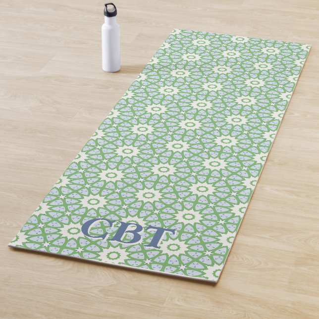 Esterilla De Yoga Amal Star Lattice in Slate and Green Personalized (In situ)
