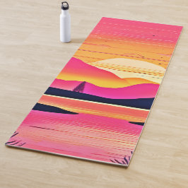 Esterilla De Yoga Amanecer dorado sobre arte de lago rosado