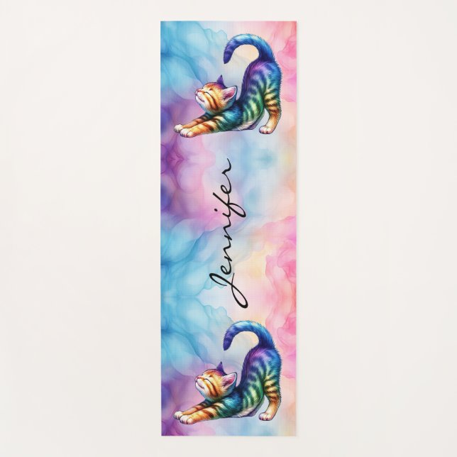 Esterilla De Yoga Amantes del gato felino lindo del yoga (Anverso)