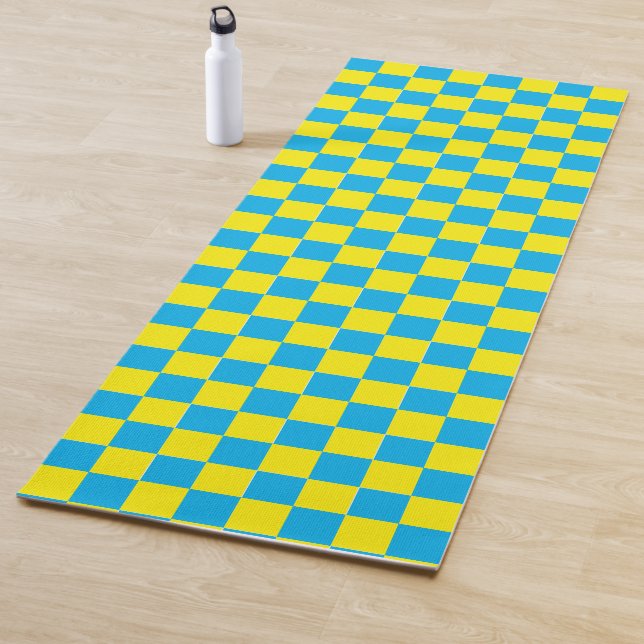 Esterilla De Yoga Amarillo y tablero de ajedrez de aqua (In situ)