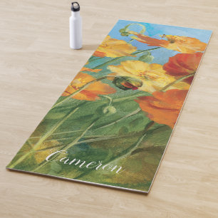 Esterilla De Yoga Añada su campo floral del verano conocido del  